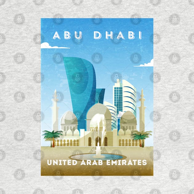 Abu Dhabi, UAE - Retro travel minimalist poster by GreekTavern